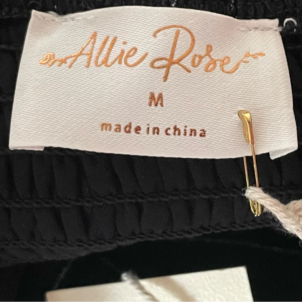 BNWT! Allie Rose, Harlow Halter Tie Jumpsuit in Black, Washed Pinstripe - Picture 9 of 12